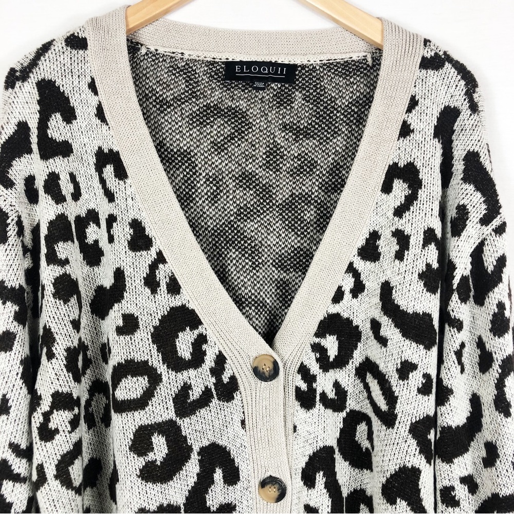 Eloquii Leopard Print Button Front Cardigan | Bro… - image 4